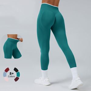 Màu Khối Liền Mạch Eo Cao Chiến lợi phẩm Yoga Legging Hidden Phòng Tập Thể Dục Scrunch Mông Nâng Xà Cạp Đối Với Phụ Nữ - Product Image 2