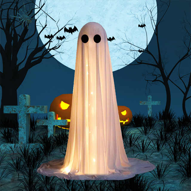 GEL 1.61m Scary Standing Ghosts Light-Up LED Timer Indoor Halloween Decoration Modern Design Plastic+Fabric Battery Party Props