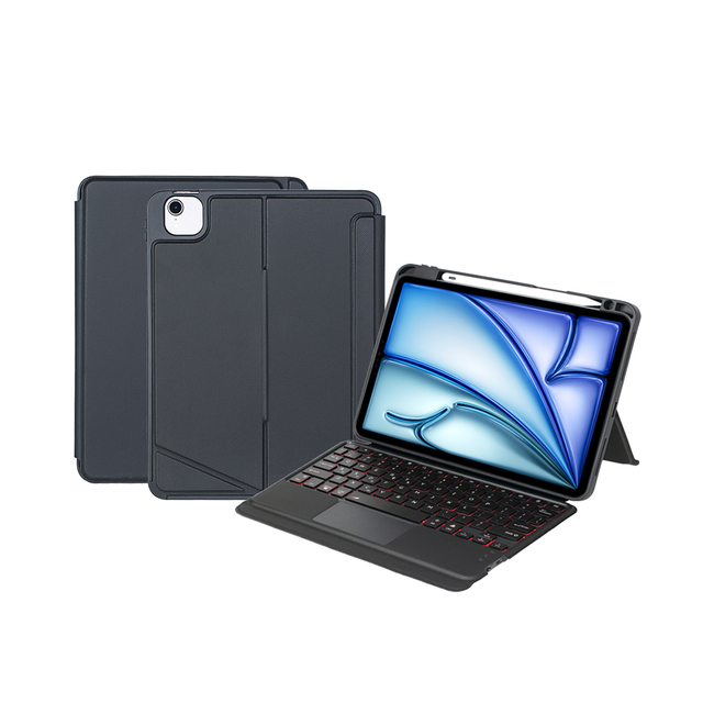 Spindle Split Touch Backlit Keyboard Case 150mAh Battery Type-C Charging for iPad Air 11 2024 Pro 11inches 2022-2018 Air5/Air4