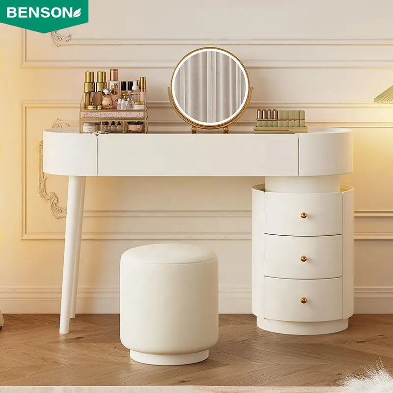 Home furniture modern simple latest wooden wholesale cheap 3 drawers stool makeup vanity dressing table designs for bedroom