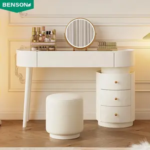 홈 가구 현대 간단한 최신 나무 도매 저렴한 3 서랍 의자 화장 화장대 화장대 침실을위한 디자인