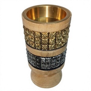 Custom Logo Mubakhar Modern Luxury Home Decor Wooden Mubkhar Incense Burner Indian Handmade Wood Brass <b>Oud</b> <b>Bakhoor</b> Coriander - Product Image 1