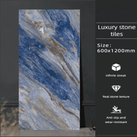 Carreaux de sol en porcelaine émaillée de qualité supérieure 3A, imitation mur de briques bleu or moderne de luxe, antidérapants, 600x1200mm, épaisseur 10mm, CE