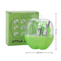 Ensemble de manucure portable 8 en 1 avec coupe-ongles en acier inoxydable dans un étui en forme de pomme, kit de toilettage mignon pour les voyages et les cadeaux