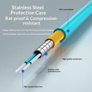 Câble de raccordement optique blindé multimode OM3, 2 fibres, 10 Gigabit <span class=keywords><strong>Ethernet</strong></span>, FTTH, anti-rat - Product Image 2