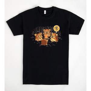 T-shirt Campfire Tales en coton noir, unisexe, taille adulte moyenne, design imprimé graphique - Product Image 1