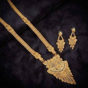 Venta al por mayor de joyería llena de oro de 14K 18K 24K, collares largos de microformación, joyería india de diseño floral chapado en oro de latón. - Product Image 3