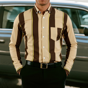 Xu Hướng Sản Phẩm <span class=keywords><strong>2025</strong></span> New Arrivals Quần Áo Người Đàn Ông Của Văn Phòng Nút Xuống Thời Trang Phố Áo Sơ Mi Với Túi - Product Image 4