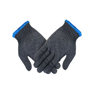 Guantes de punto de hilo de algodón negro puro barato Guantes de mano Guante de trabajo de seguridad para la construcción - Product Image 4