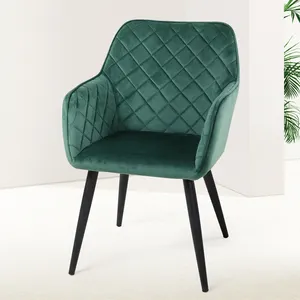 Nordic Velvet Chaises Dinning Chair Modern Home Furniture Stuhl Metal Leg Luxury Dining Chair Armrest Chaises Dining Chairs