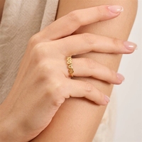 Anillo con Nombre Personalizado, Anillo con Letra de Burbuja, Chapado en Oro de 14K, Anillo Cursivo Delicado para Mujer