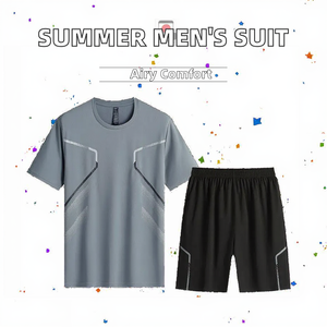 ชุดสูทแฟชั่นแบบบางสำหรับผู้ชายชุดเสื้อเชิ้ตแขนสั้นและกางเกงขาสั้นระบายอากาศได้ดีสำหรับฤดูร้อน - Product Image 2
