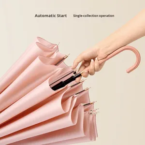 Waterproof Cover Umbrella Men Women Double Automatic Large Size Reinforced Straight Handle Long Thickened Customizable Logo