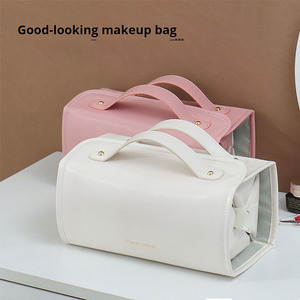 Sac de rangement pour papeterie de bureau en cuir PU multicolore Grand sac de rangement pour lettres Fournitures de bureau écologiques Fermeture à glissière décorative portable pour articles divers - Product Image 2