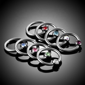 Anillos de titanio G23 con gemas de colores, anillos captivos CBR, pendientes de disco plano, anillos para el pecho, anillos multiusos - Product Image 5