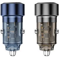 Chargeur de voiture mini super rapide 75W en métal, adaptateur allume-cigare invisible, chargeur de voiture USB C transparent pour Galaxy iPhone