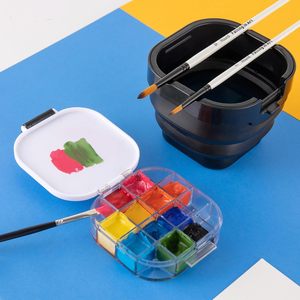 Xinyi Art tout-<span class=keywords><strong>en</strong></span>-un Art Portable seau boîte <span class=keywords><strong>de</strong></span> <span class=keywords><strong>peinture</strong></span> hermétique 16 puits boîte <span class=keywords><strong>de</strong></span> <span class=keywords><strong>Palette</strong></span> <span class=keywords><strong>de</strong></span> stockage pliant pinceau bassin pour acrylique - Product Image 6
