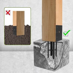 Poteau d'ancrage pour clôture en béton humide pour extérieur Kit gazebo pour pergola de <span class=keywords><strong>jardin</strong></span> Support pour poteau de clôture en forme de U Support pour pergola en métal noir - Product Image 4