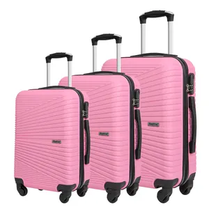 प्यारी लड़की का लोकप्रिय सूटकेस 4 स्पिनर व्हील हार्ड शेल ट्रैवल बैग सामान गुलाबी