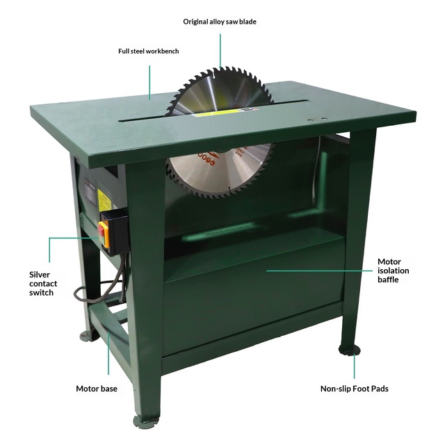 Woodworking Three-Phase Industrial-Grade Horizontal Sliding Table Saw 3KW/4KW 380V Circular Desktop Wood Saw Back Support