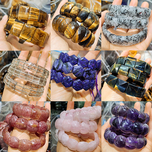 กำไลข้อมือ<span class=keywords><strong>พลอย</strong></span>ผสมธรรมชาติ ลูกปัดคริสตัลแบนแบบเรียงแถว ขายส่ง เครื่องประดับพลังงานแฟชั่นสำหรับผู้หญิง - Product Image 4