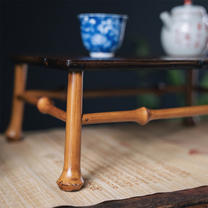 Petite table à thé rectangulaire en bambou Qiongzhu Rock, support pour infusion à sec, utilisation en extérieur - Product Image 4