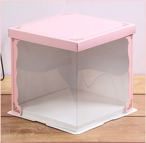 Kotak kemasan kue ulang tahun, disesuaikan 6/8/9/10/12 inci persegi transparan plastik tinggi bening kotak kemasan kue pesta pernikahan kotak kue - Product Image 2