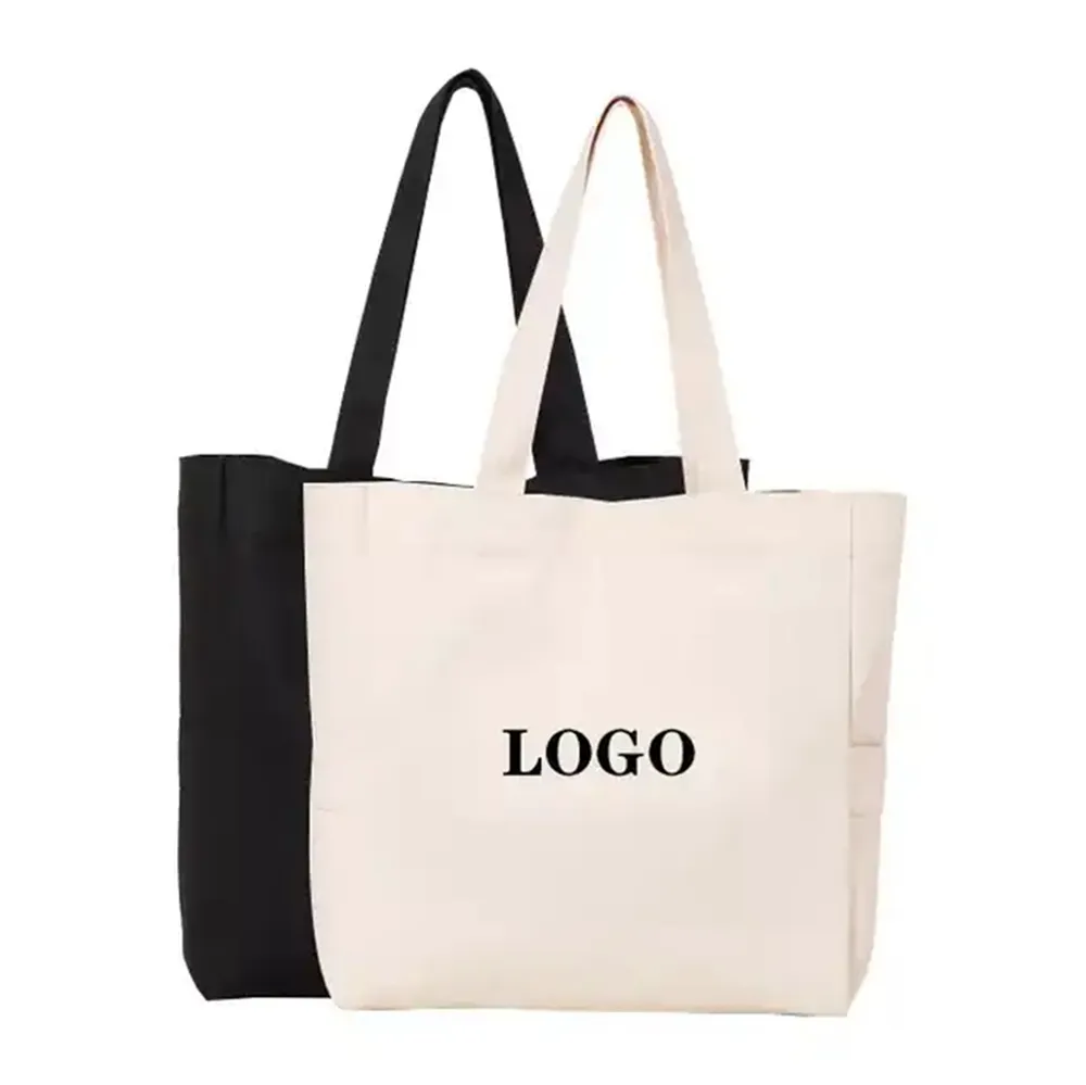 Shopping Bags Wholesale Plain Organic Reusable Foldable Custom Design Print Cotton Canvas Tote Bag Beach Shopping Bag With Logo