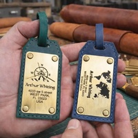 Etiquetas de Viaje Personalizadas de Cuero PU, Placa de Identificación Metálica, Etiqueta Metálica Grabada, Etiqueta de Equipaje de PU para Embarque y Revisión