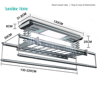 Séchoir à linge électronique automatique en aluminium avec télécommande pour balcon et usage intérieur/extérieur