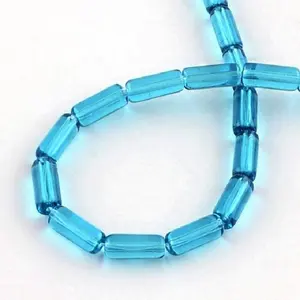 Tube Cylinder Aqua Glass stones tube beads