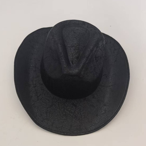 Chapeau de cowboy occidental noir à large bord en simili cuir unisexe, chapeau de protection solaire de style rétro - Product Image 3