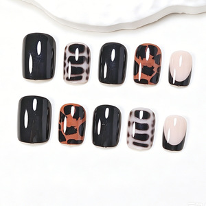 24 <span class=keywords><strong>Uñas</strong></span> Postizas con <span class=keywords><strong>Diseño</strong></span> de Ojo de Gato Negro, Rayas de Leopardo y Punta <span class=keywords><strong>Francesa</strong></span>, con Gelatina Adhesiva y Lima de <span class=keywords><strong>Uñas</strong></span>, Venta al por Mayor - Product Image 3