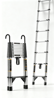 Escalera telescópica plegable multiusos de alta resistencia de 4.3M, acero inoxidable, capacidad de carga de 150 kg, bloqueo manual, para almacén