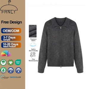 Outono Inverno dos homens Casual Top Lapela De Malha Cardigan Frente Nova Cor Sólida Quente Espessado Zipper <span class=keywords><strong>Sweater</strong></span> - Product Image 1