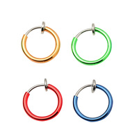 Anneau de piercing pour oreille en laiton plaqué or, faux anneau de lèvre, anneau de nez à ressort gratuit, pince pour os d'oreille, anneau de piercing multi-usage pour mariage
