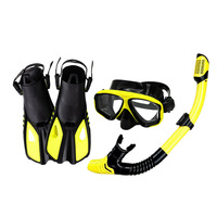 Ensemble de plongée 3 pièces pour adultes : masque de plongée en verre trempé, tuba entièrement étanche et palmes de natation