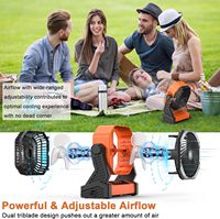 Ventilateur de camping rechargeable 20000 mAh avec télécommande, 4 vitesses, lumière LED, crochet de suspension, alimentation USB, 60 heures d'autonomie, pour voiture et extérieur