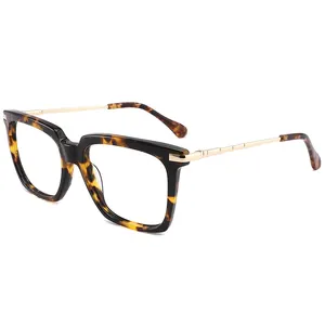 Wholesale New Fashion Custom Women Men Eyewear PC Optical Frame Square Glasses Prescription High Quality Acetate Eyeglass Frame