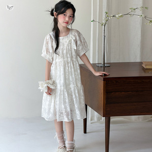 Robe florale à manches bouffantes de style français pour grandes filles, idéale pour l'été et les occasions décontractées quotidiennes - Product Image 3