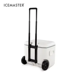 IceMaster vendita calda 60QT plastica frigorifero isolante bevanda all'aperto portatile birra su ruote ghiacciatore su ruote su ruote