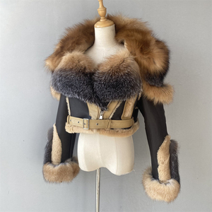 Jxwatcher <span class=keywords><strong>Cappotto</strong></span> Invernale Personalizzato con Collo in Vera Pelliccia di Volpe e Cappuccio in Vera Pelliccia di Pecora per Donne, Giacca in Vera Pelle di Pecora con Pelliccia - Product Image 3