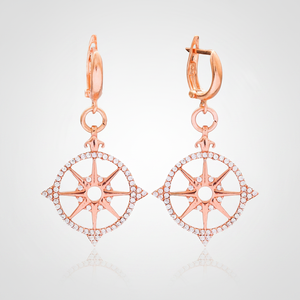Pole Star Compass Design Turkish 925 <b>Silver</b> Sterling Jewelry Handmade Fine Trendy Wholesale <b>Dangle</b> <b>Earrings</b> - Product Image 2