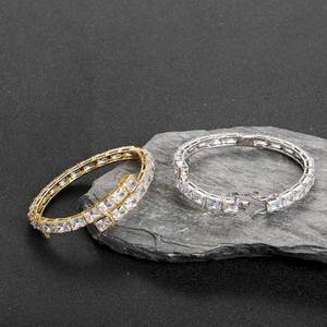 Top Rated B2B Wholesale S925 Sterling Silver 18K Gold PVD Single Line Emerald Cut VVS Moissanite Channel <b>Set</b> <b>Bangles</b> Wristwear - Product Image 5