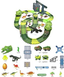 Dinosaur Track Toy Set 277 pezzi Dino Tracks con <span class=keywords><strong>auto</strong></span> da corsa dinosauro uovo e gabbia flessibile Dinosaur World Rack Track - Product Image 2