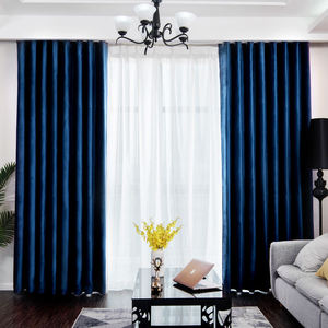 Rideau de scène occultant de luxe personnalisé en velours à œillets, rideau occultant pour salon, rideau ondulé en polyester/coton WDCC - Product Image 3