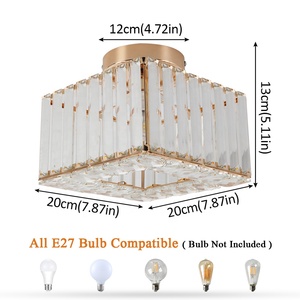 德国仓库E27灯泡水晶金色现代餐厅走廊吊灯 - Product Image 2