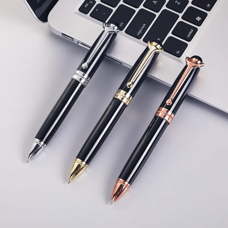 SHULI stylo-bolígrafos de famosa marca para negocios, regalo respetuoso con el medio ambiente, de escritura fluido, Color Negro, Rosa y dorado, con logotipo personalizado