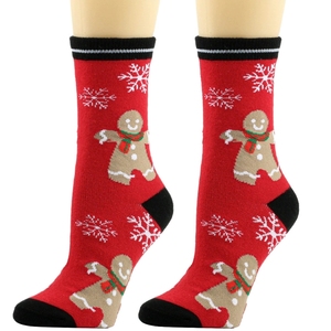 Chaussettes de Noël Nouveau Style Motif Bonhomme de Neige et Flocon de Neige Dessin Animé Mignon Chaussettes Mi-Mollet Couleur Rouge Festive Unisexe en Coton - Product Image 6