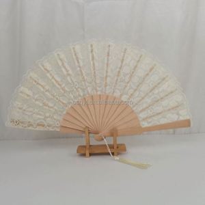 Abanico de mano de madera de alta calidad de 23 cm con borla, abanico hueco de encaje para bodas, publicidad y regalos - Product Image 5